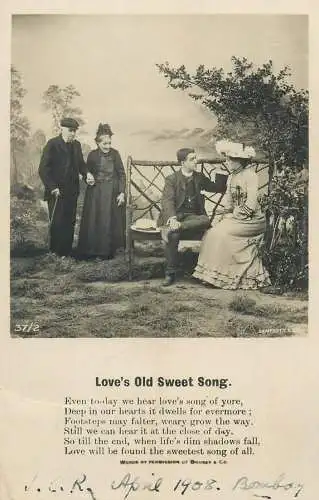 Postcard Love's old sweet song romantic lovers idyll