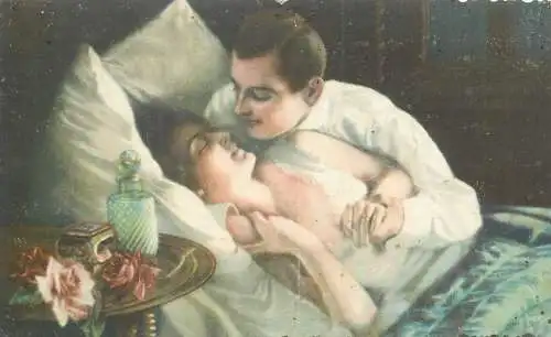 Postcard morning romantic lovers couple idyll romance
