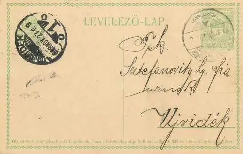 Hungary Entier Postal Stationery correspondance to Ujvidek 1913
