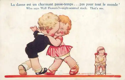 Tempest Kiddy series postcard dancing couple caricature