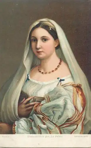 Damenbildnis La Valata - Raffaello Santi Stengel fine art postcard