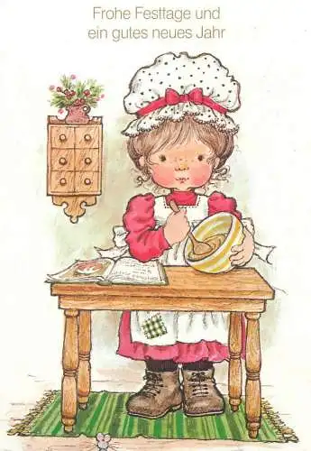 Drawn children greetings postcard Frohe Weihnachten und ein gutes neues Jahr postcard