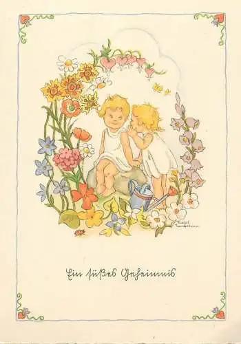 children drawing artist signed LIESEL LAUTERBORN Postcard