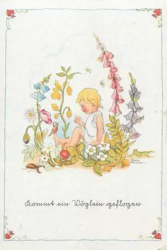 Post card children Einen children drawing artist signed LIESEL LAUTERBORN