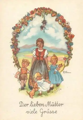 Post card children artist signed LIESEL LAUTERBORN Der Lieben Mutter