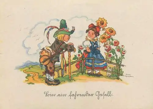 Drawn children artist signed LIESEL LAUTERBORN surrealism fantasy Postcard