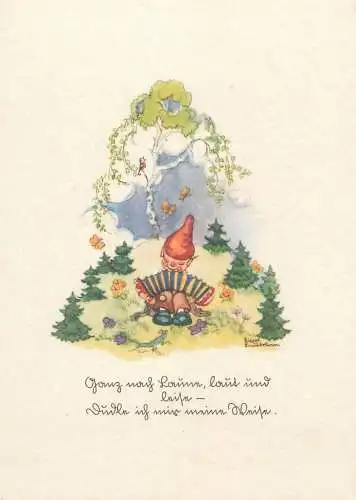 Drawn children artist LIESEL LAUTERBORN fantasy Postcard gnome