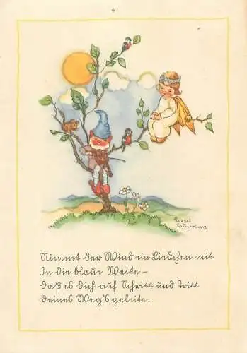 Drawn children artist LIESEL LAUTERBORN fantasy Postcard