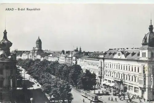 Europe Romania Arad republic boulevard 1963 postcard