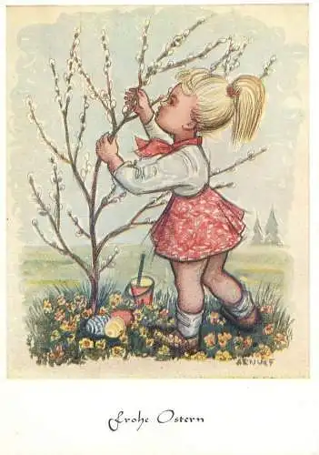 Arnulf signed children drawing Frohe Ostern Post card