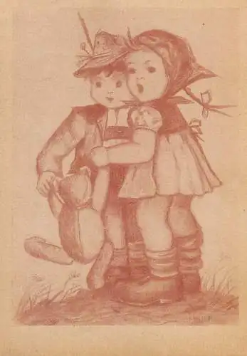 Drawn caricature Arnulf signed comic humour vintage Postcard romance folklore couple types