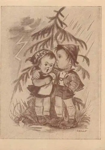 Drawn caricature Arnulf signed comic humour vintage Postcard couple types