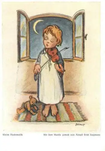 Drawn children caricature signed Arnulf Postcard Kleine Nachtmusik