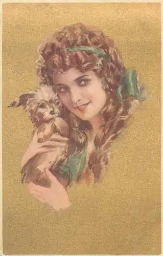 Anna Gasparini Milano italian artist novelty lovely lady portrait coiffure dog pet chien