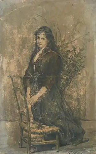 Koppay signed woman in pray vintage postcard