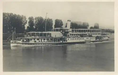 Donaudampfer SATURNUS bei Siofok Danube steamer ship photo postcard