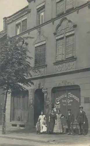 Foto-AK Langen Colonial & Fettwaren Tabak Cigarren Paul Stein shop store Persil Maggi Publicity real photo postcard
