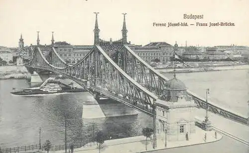 Europe Hungary Budapest Ferenc Jozsef hid Franz Josef Brucke ship Danube postcard