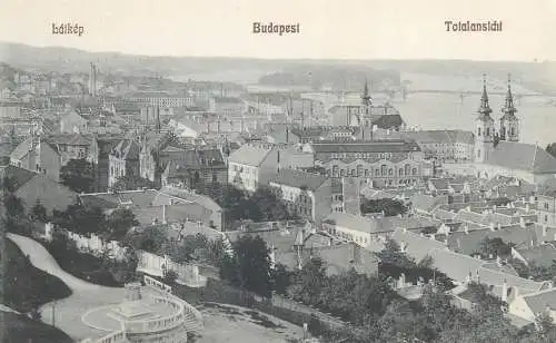 Europe Hungary Budapest Latkep Totalansicht panorama postcard