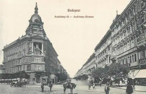 Europe Hungary Budapest Andrassy ut strasse horse police postcard