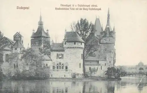 Europe Hungary Budapest Vajdahunyad castle and lake tower postcard