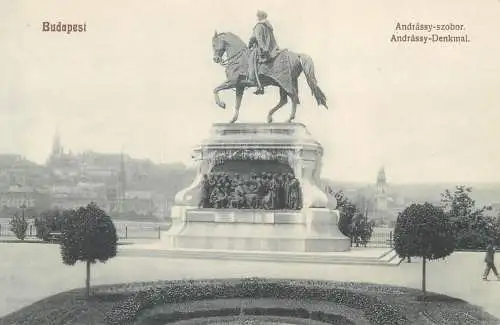 Europe Hungary Budapest Andrassy szobor statue postcard