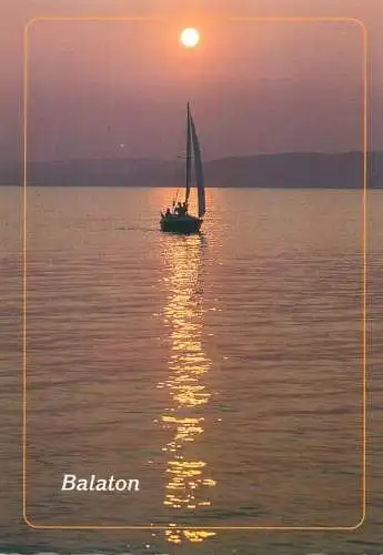 Europe Hungary Balaton sailship postcard