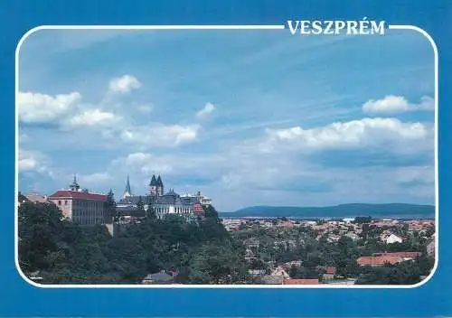 Europe Hungary Veszprem skyline rooftop view postcard