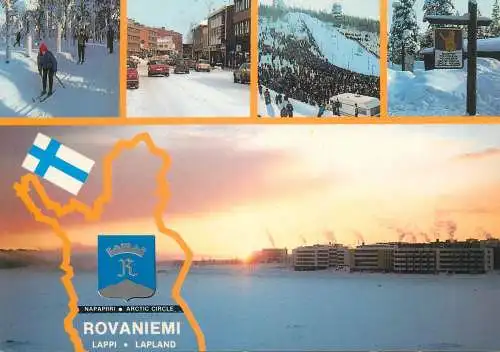 Europe Finland Rovaniemi Lapland's capital Arctic circle multi view postcard