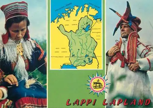 Europe Finland Lapland Lappi greetings traditions ethnics postcard