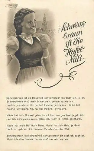 Allemagne schwarzbraun ist die Haselnuss german poem postcard