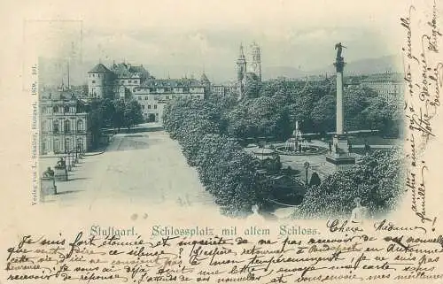 AK Germany Stuttgart Schlosplatz mit altem Schloss 1899