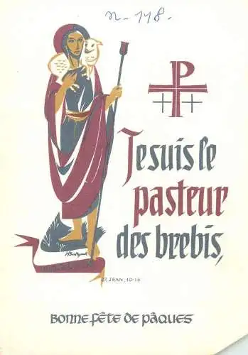 Religion Easter greetings Je suis le pasteur des brebis Christianity beliefs postcard