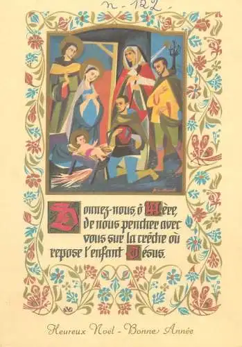 Religion Heureux Noel Bonne Annee greetings Christianity beliefs postcard