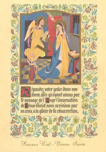 Religion Heureux Noel Bonne Annee greetings Christianity beliefs angel postcard