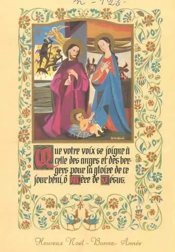 Religion Heureux Noel Bonne Annee greetings Christianity beliefs postcard