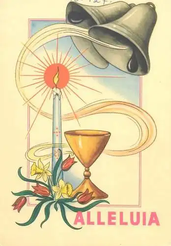 Religious Alleluia Christianity beliefs bells candle postcard