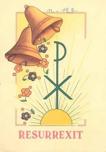 Religious Resurrexit Christianity beliefs bells Belgium postcard
