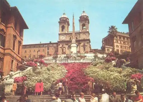 Europe Italy Rome steps and church of Trinita dei Monti from Spanish square postcard