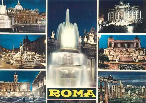 Europe Italy Rome multi view Colloseo Trevi capitol Forum Sant'Angelo postcard