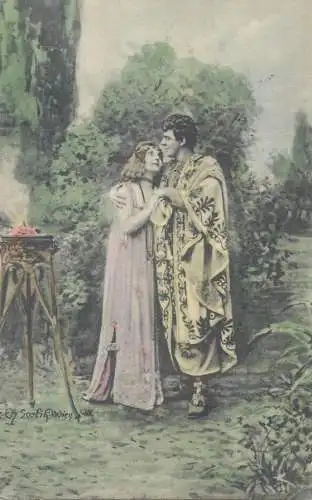Roman scene toga romance lovers couple love postcard