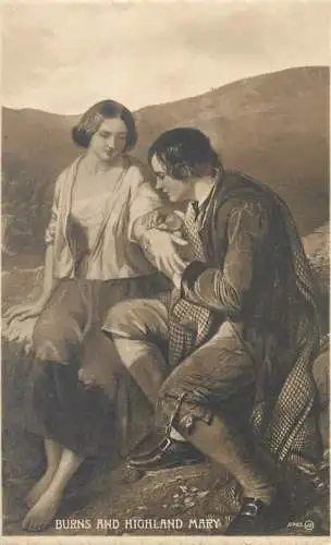 Burns and Highland Mary elegance intimacy love UK postcard