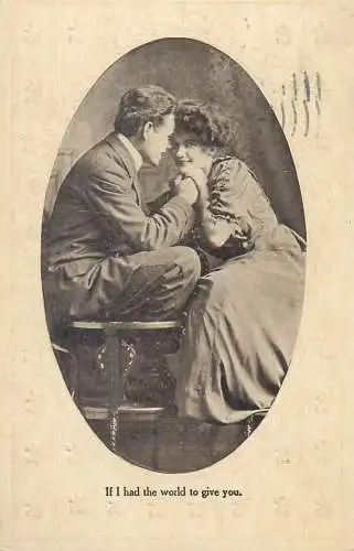 Photo real greeting card If I had the world to give you embrace joy love intimacy elegance 1910 US postcard