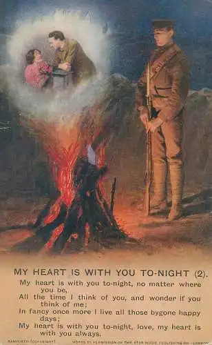 Photo real  greeting card soldier poem song uniform fire Postcard