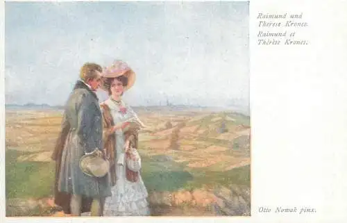 Painting Otto Nowak Raimund und Therese Krones Postcard