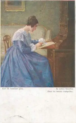 Painting Karl M. Schuster In stillen Stunden Postcard