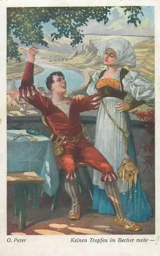 Painting O. Peter Keinen tropfen im Becher mehr Postcard
