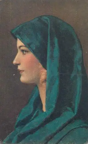 Painting Wilhelm Hunger Dresden woman portrait Postcard