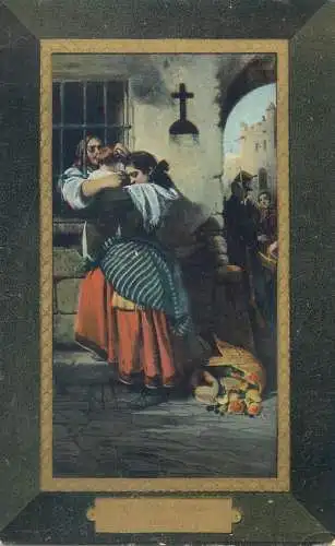 Painting portrait of a woman with child visiting husband in prison Postcard