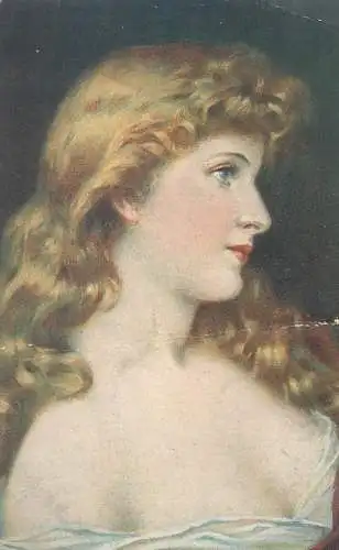 Painting Bavaria portrait of a blonde young woman Postcard